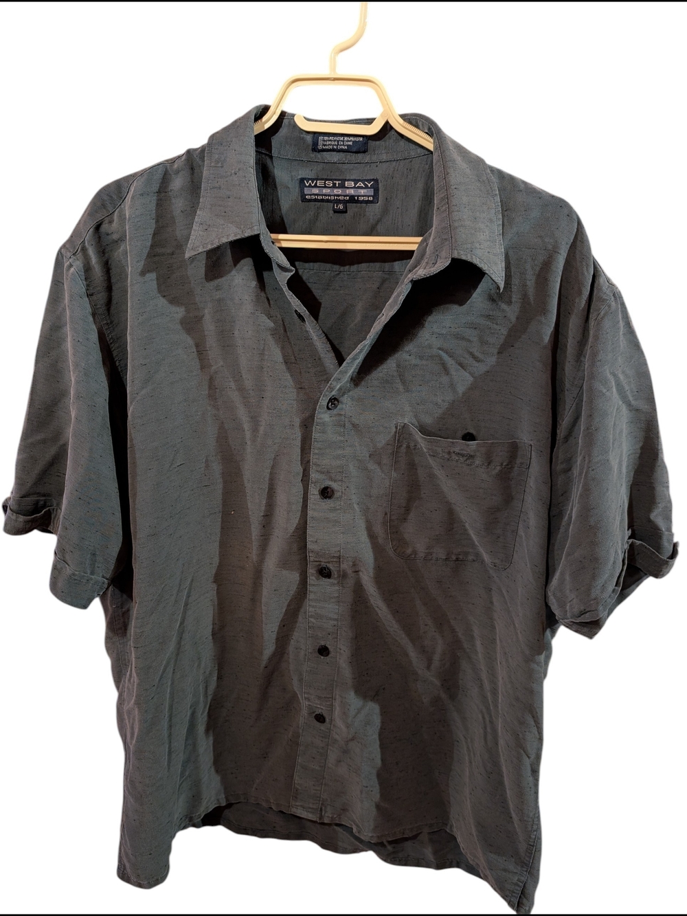 West Bay Short Sleeve Button-Up Shirt - Green